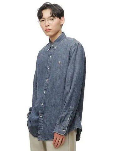 Custom fit denim shirt blue - POLO RALPH LAUREN - BALAAN 1