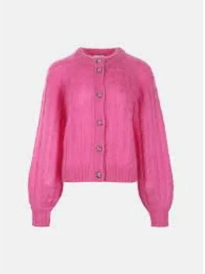 Women's Jewel Button Relaxed Mohair Cardigan Pink - GANNI - BALAAN 2