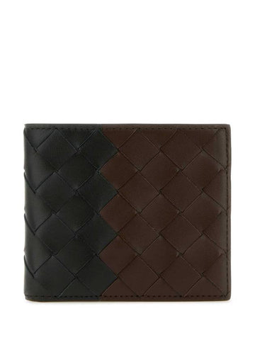 Intrecciato Leather Half Wallet Dark Green Brown - BOTTEGA VENETA - BALAAN 1