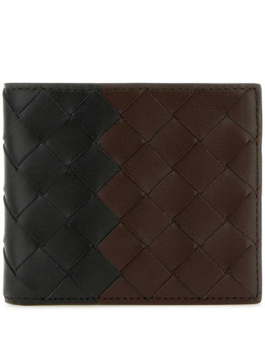 Intrecciato Leather Half Wallet Dark Green Brown - BOTTEGA VENETA - BALAAN 1