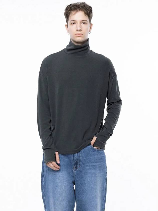 Men s M243TP04CH Spandex Finger Warmer Turtleneck Polar T Shirt Charcoal - CHANCE'S NOI - BALAAN 1