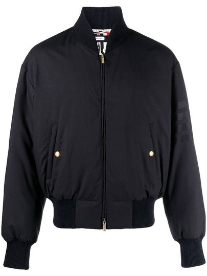 4 Bar Oversized Down Bomber Jacket Navy - THOM BROWNE - BALAAN 2