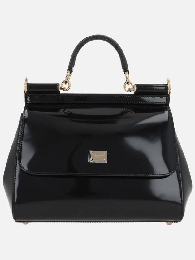 Polished Leather Medium Sicily Shoulder Bag Black - DOLCE&GABBANA - BALAAN 2