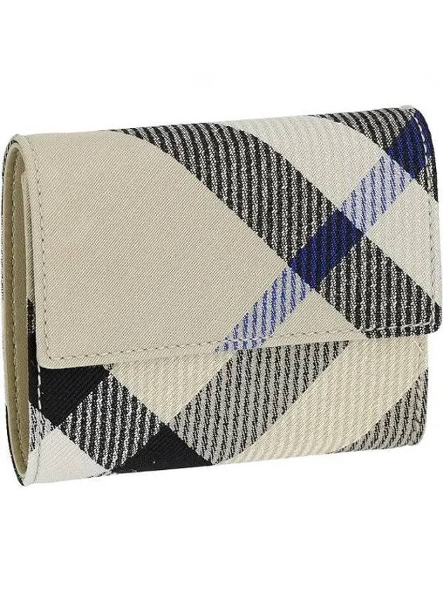 Checked Leather Half Wallet Beige - BURBERRY - BALAAN 2