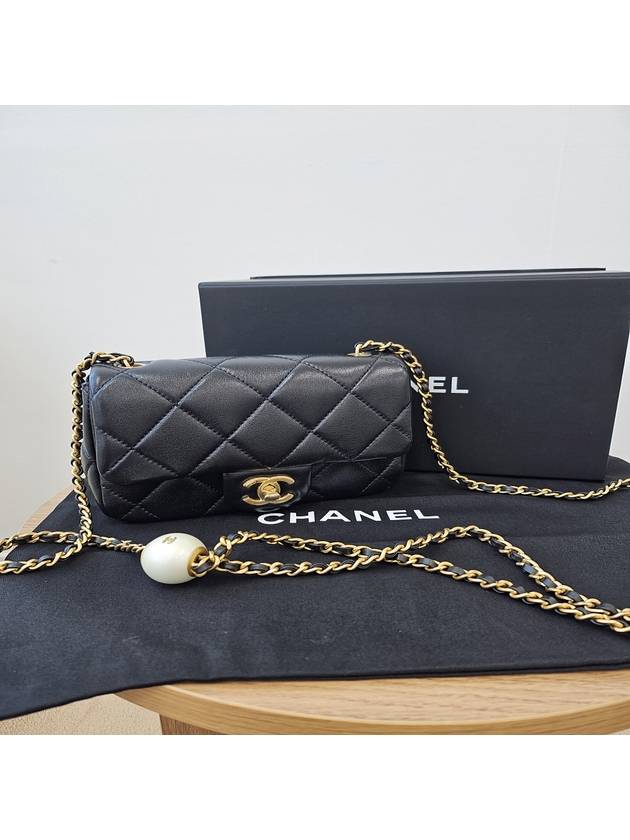 Mini Flap Bag Lambskin Fantasy Pearl Gold Metal Black - CHANEL - BALAAN 5