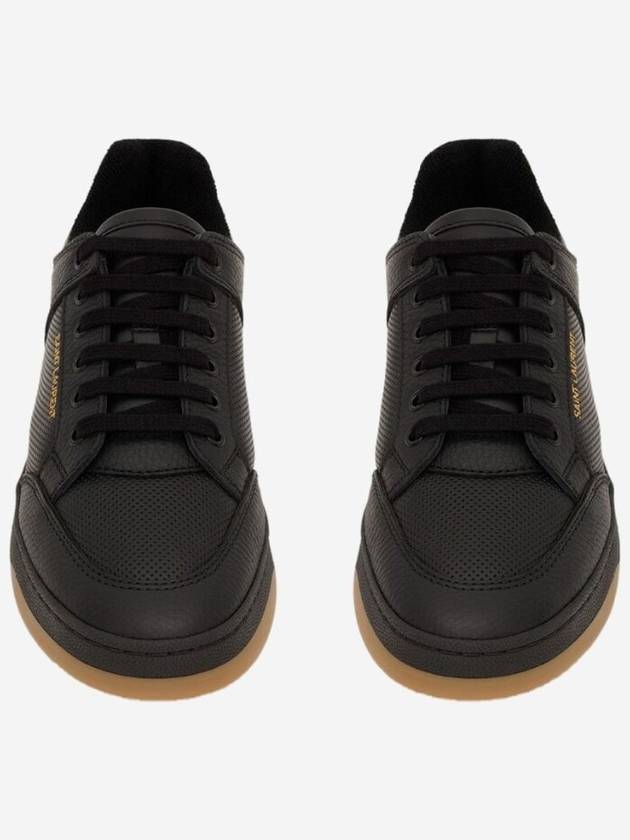 SL 61 Logo Signature Leather Low Top Sneakers Black - SAINT LAURENT - BALAAN 3