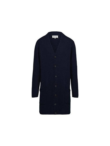 V Neck Wool Long Cardigan Navy - MAISON MARGIELA - BALAAN 1