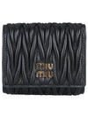 Matelasse Logo Nappa Leather Half Wallet Black - MIU MIU - BALAAN 2