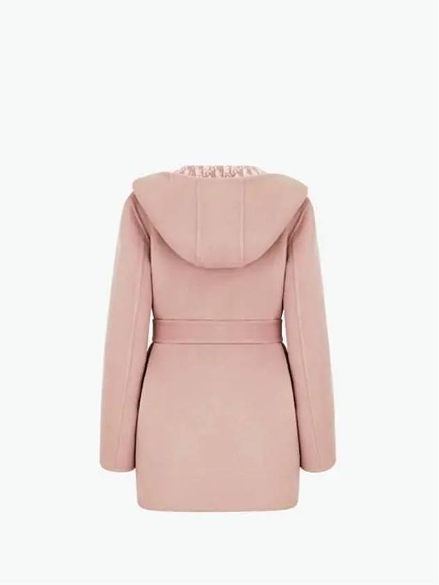 Belted Hooded Reversible Wool Single Coat Rose Des Vents - DIOR - BALAAN 3