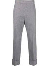 Herringbone Backstrap Wool Straight Pants Grey - THOM BROWNE - BALAAN 2