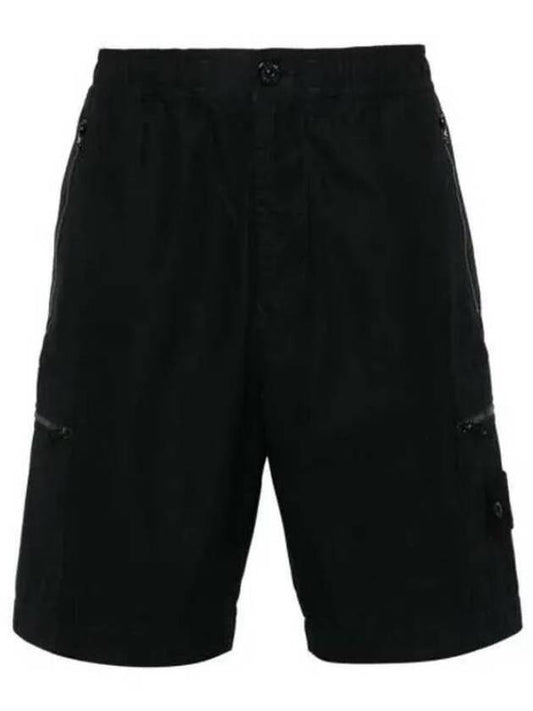 Cargo Bermuda Comfort Fit Cotton Shorts Black - STONE ISLAND - BALAAN 2