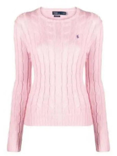 Embroidered Logo Pony Cable Knit Top Pink - POLO RALPH LAUREN - BALAAN 2