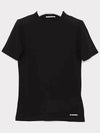 Logo Crew Neck Cotton Short Sleeve T-shirt Black - JIL SANDER - BALAAN 3