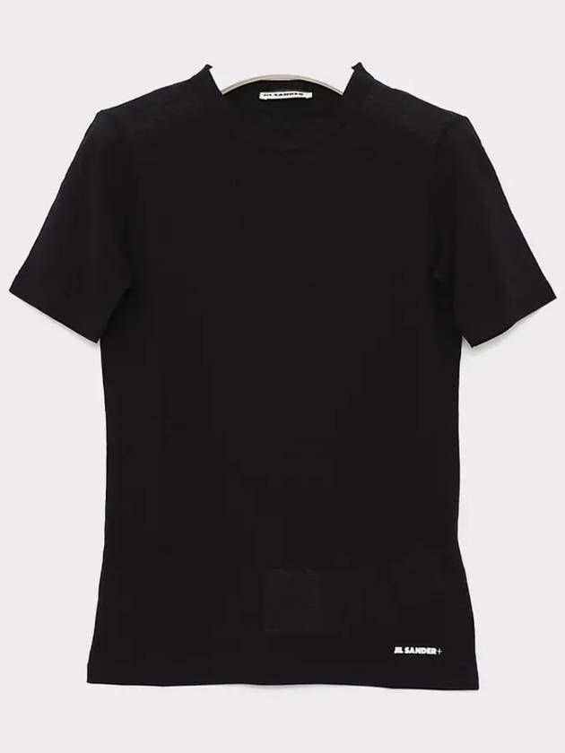 Logo Crew Neck Cotton Short Sleeve T-shirt Black - JIL SANDER - BALAAN 3