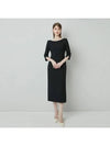 SERENA Boat neck Tweed Dress Dark Navy - AME - BALAAN 4