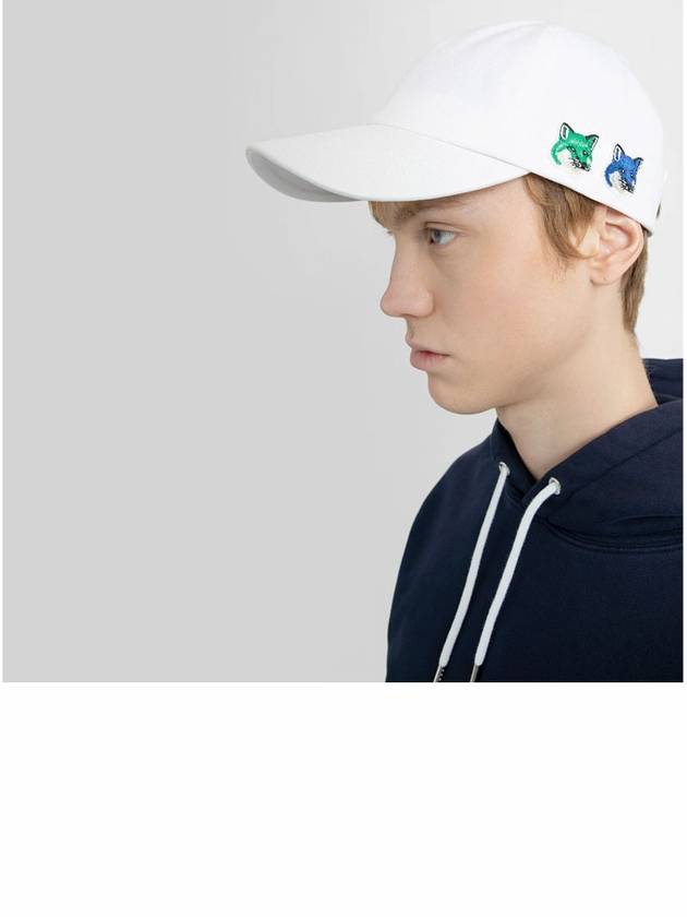 Double Fox Head Patch Ball Cap White - MAISON KITSUNE - BALAAN 3