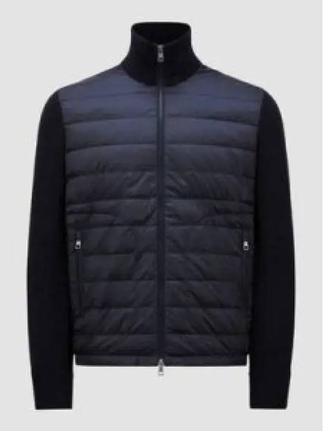 Padded Wool Cardigan Navy - MONCLER - BALAAN 2