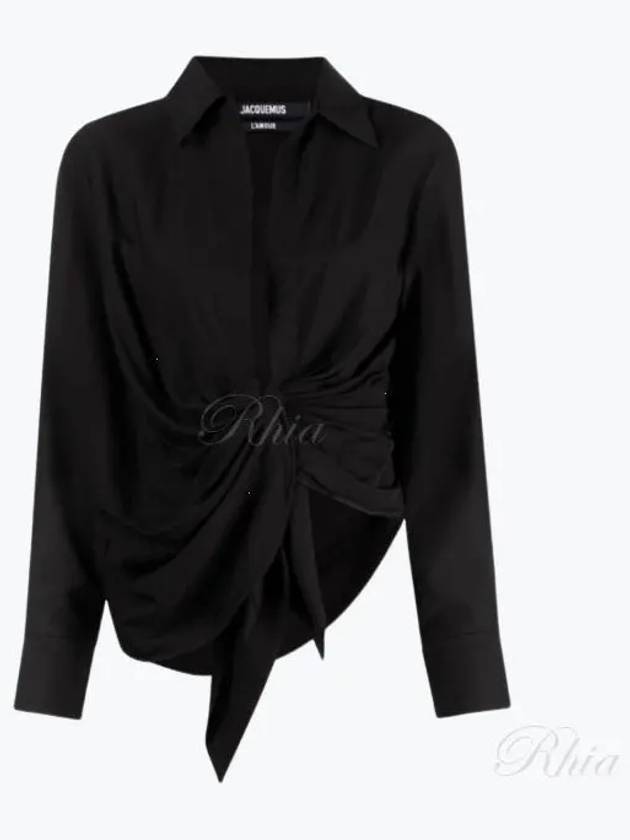 Le Chemise Bahia Tied Sash Shirt Black - JACQUEMUS - BALAAN 2