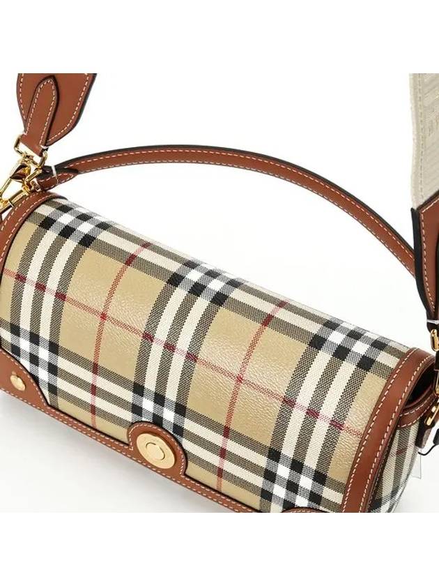 Women's Check Leather Top Handle Shoulder Bag Beige - BURBERRY - BALAAN 6