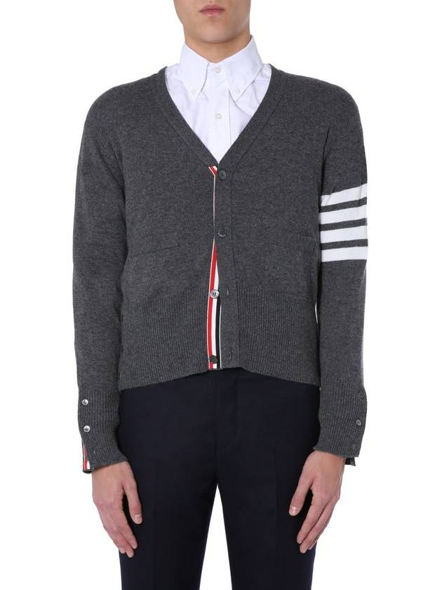 Men's Diagonal Classic Cashmere Cardigan Mid Grey - THOM BROWNE - BALAAN 3