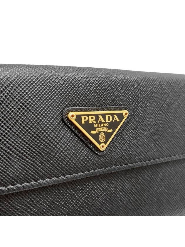 Women s 1MH133 Triangular Logo Saffiano Black Long Wallet - PRADA - BALAAN 6