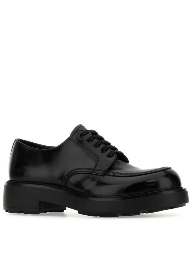 Brushed Leather Derby Shoes Black - PRADA - BALAAN 3