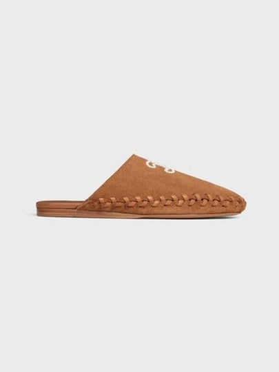 Marlou Triomphe Embroidered Suede Calfskin Mule Cognac - CELINE - BALAAN 2