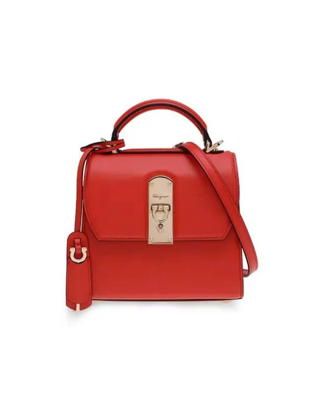 Women's Trifold Gancini Embossed Leather Tote Shoulder Bag Red - SALVATORE FERRAGAMO - BALAAN 3