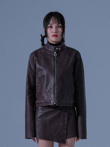 Pigmented Vintage Vegan Leather Jacket Brown - DILETTANTISME - BALAAN 1