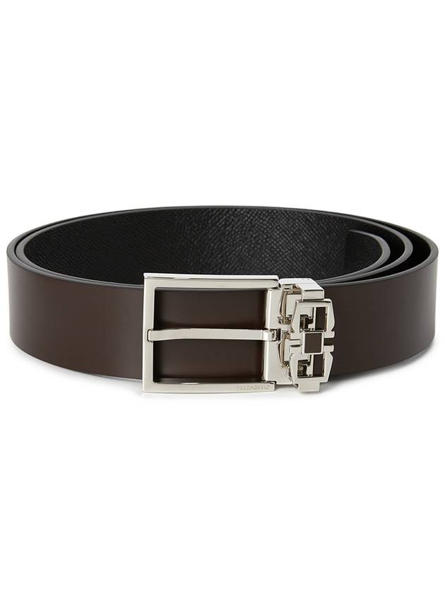 Gancini Leather Belt Brown - SALVATORE FERRAGAMO - BALAAN 2