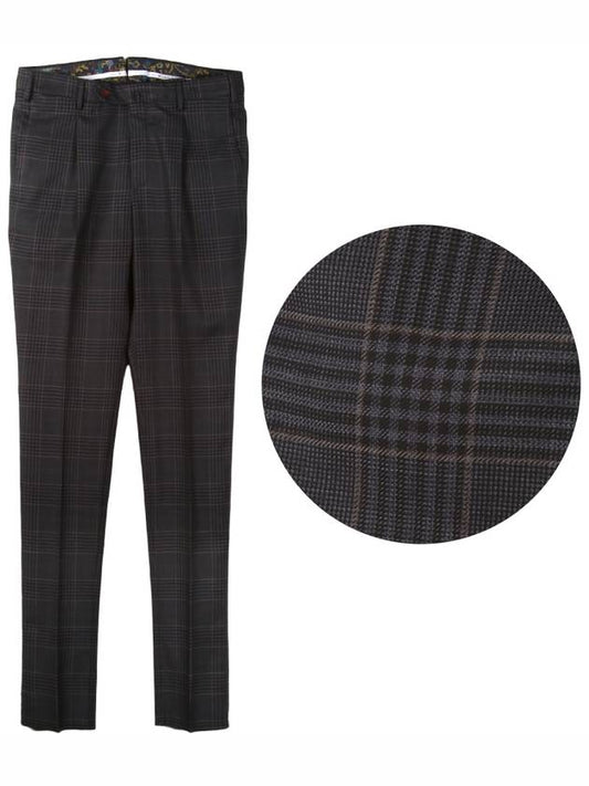 Virgin wool check pleated brown pants - PT TORINO - BALAAN 1