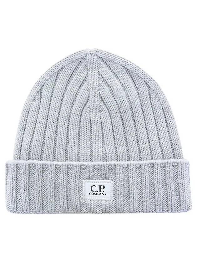 Extra Fine Merino Wool Logo Beanie Grey - CP COMPANY - BALAAN 2