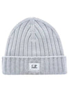 Extra Fine Merino Wool Logo Beanie Grey - CP COMPANY - BALAAN 3