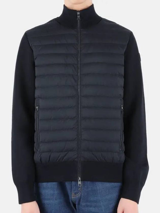 Padded Cotton Cardigan Reflecting Pond Navy - MONCLER - BALAAN 2