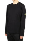 Logo Patch Crew Neck Cotton Nylon Knit Top Black - STONE ISLAND - BALAAN 2