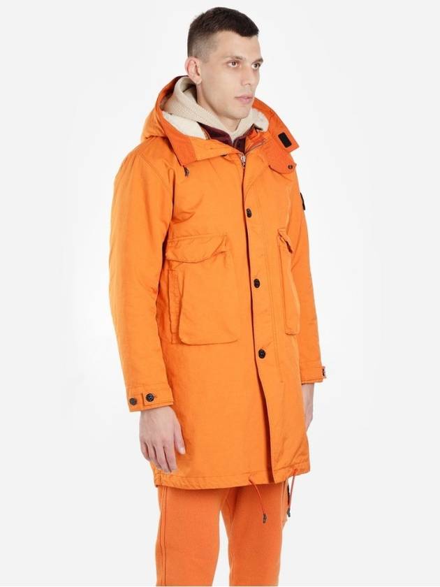 Wappen Layered Long Hooded Jacket Orange - STONE ISLAND - BALAAN 4