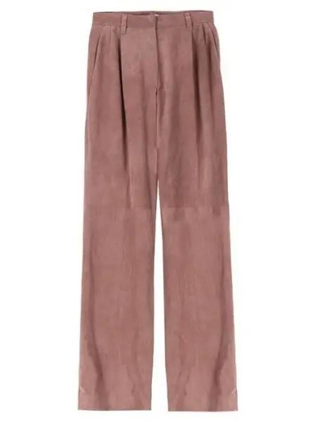 Women's Suede Straight Pants Pink - BRUNELLO CUCINELLI - BALAAN 2