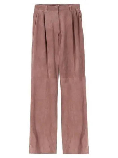 Women's Suede Straight Pants Pink - BRUNELLO CUCINELLI - BALAAN 2