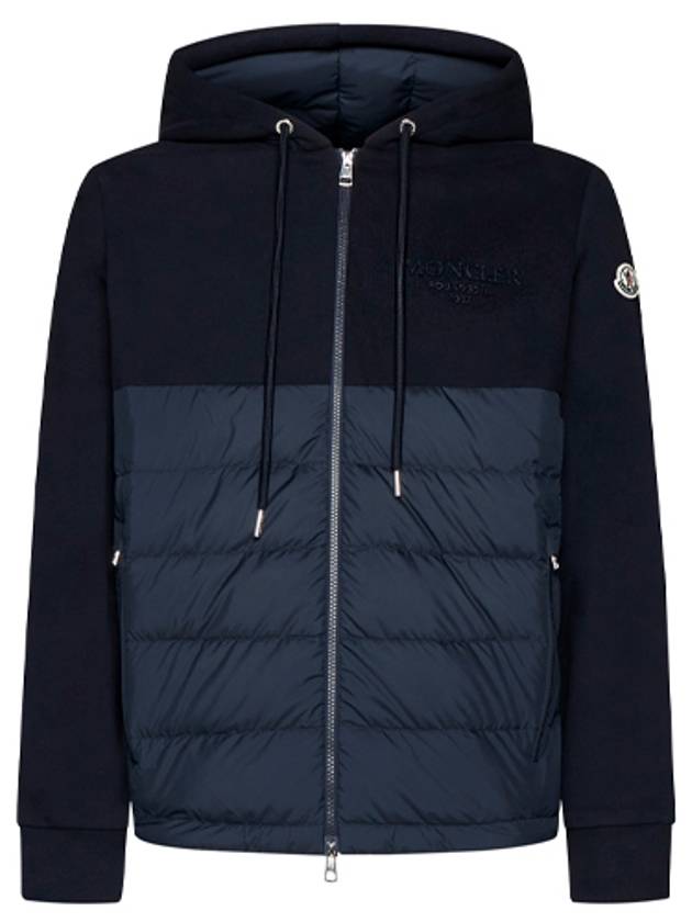 8G00013 89AF5 778 FELPA logo patch hooded zipup jacket navy men's jacket TJ - MONCLER - BALAAN 1