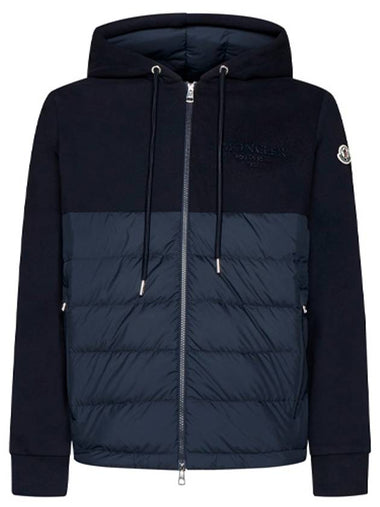 8G00013 89AF5 778 FELPA logo patch hooded zipup jacket navy men's jacket TJ - MONCLER - BALAAN 1