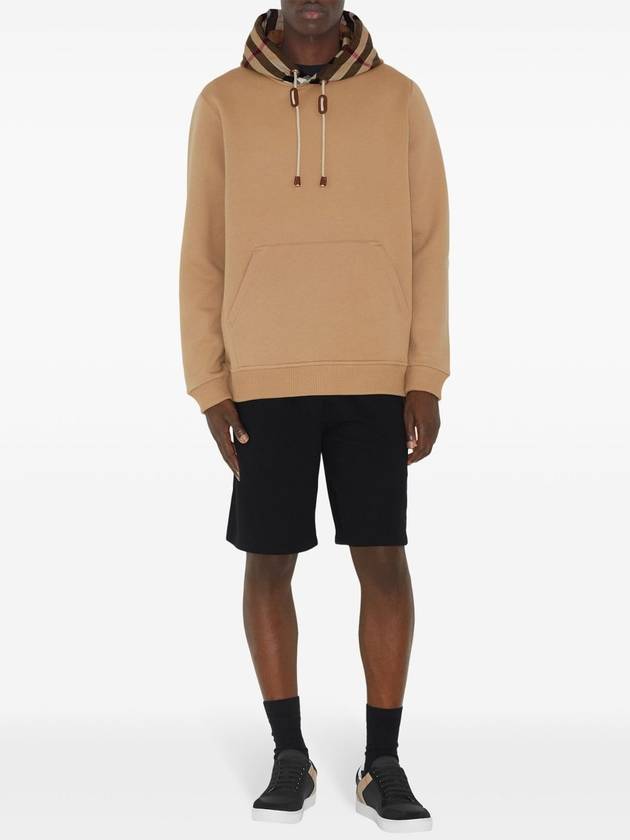 Check Cotton Blend Hoodie Camel Beige - BURBERRY - BALAAN 3