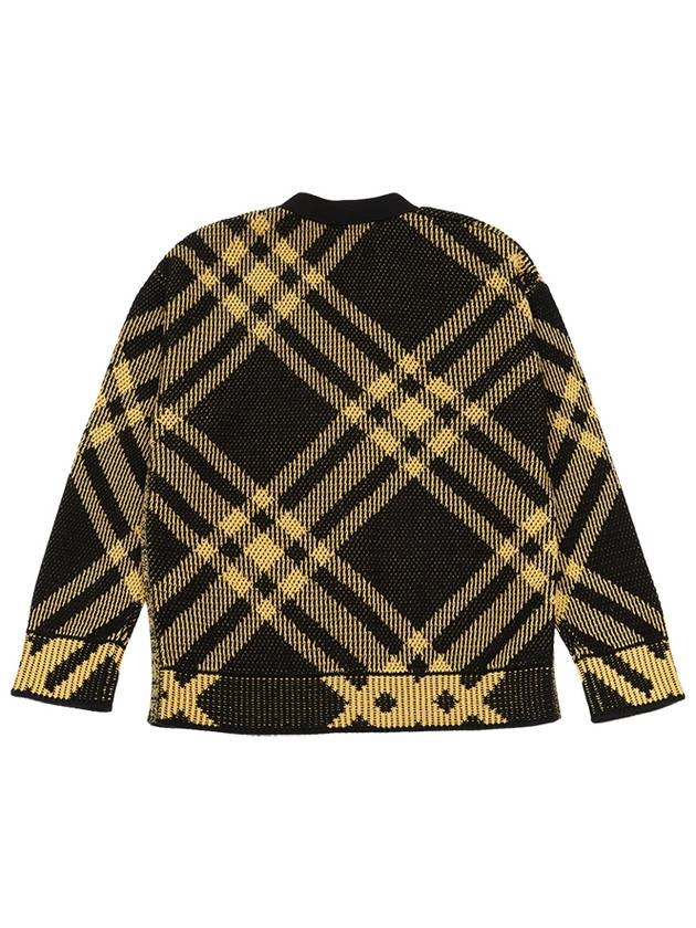 Kids Check Mesh Cotton Cardigan Yellow Black - BURBERRY - BALAAN 3