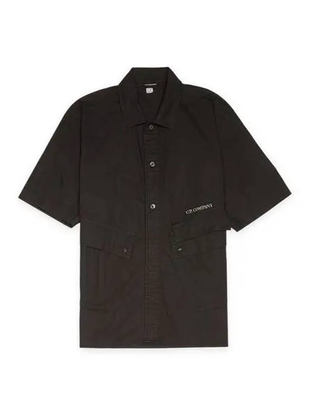 Cotton Popeline Pocket Short Sleeve Shirt Black - CP COMPANY - BALAAN 2