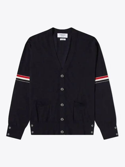 Stripe Armband Merino Wool Cardigan Navy - THOM BROWNE - BALAAN 2