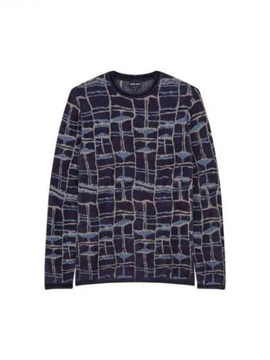 Men s Patterned Velor Roll Knit Navy 270114 - GIORGIO ARMANI - BALAAN 1