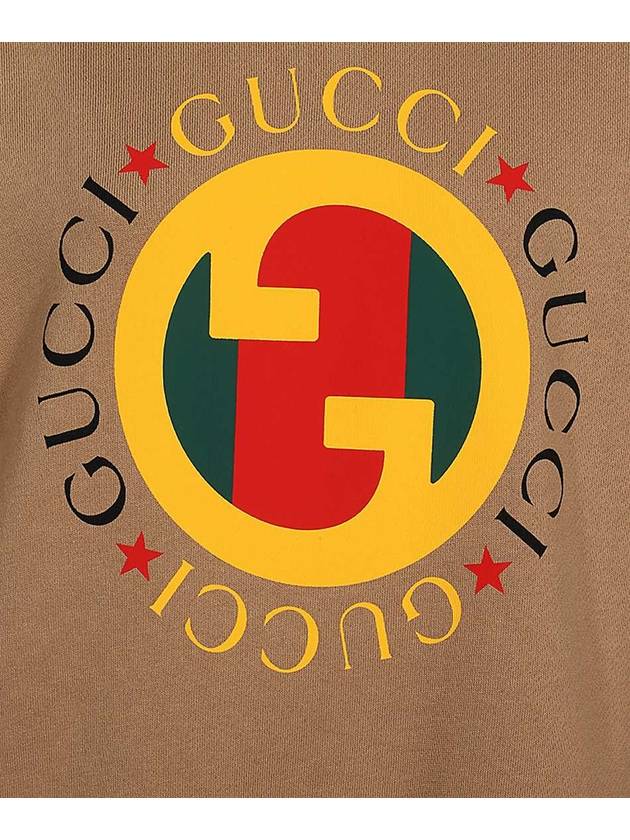 Logo Print Cotton Sweatshirt Brown - GUCCI - BALAAN 4