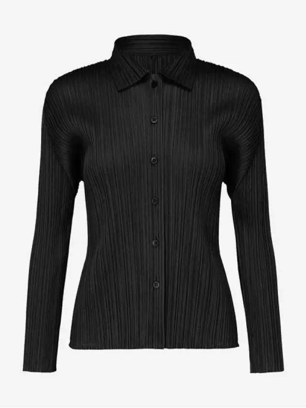 Pleated Button Long Sleeve Shirt Black - ISSEY MIYAKE - BALAAN 2