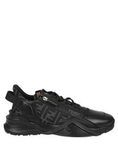 Flow FF Jacquard Leather Running Low Top Sneakers Black - FENDI - BALAAN 2