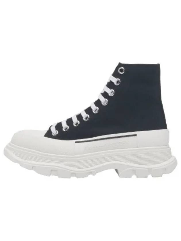 Canvas Tread Slick High Top Sneakers Black White - ALEXANDER MCQUEEN - BALAAN 1