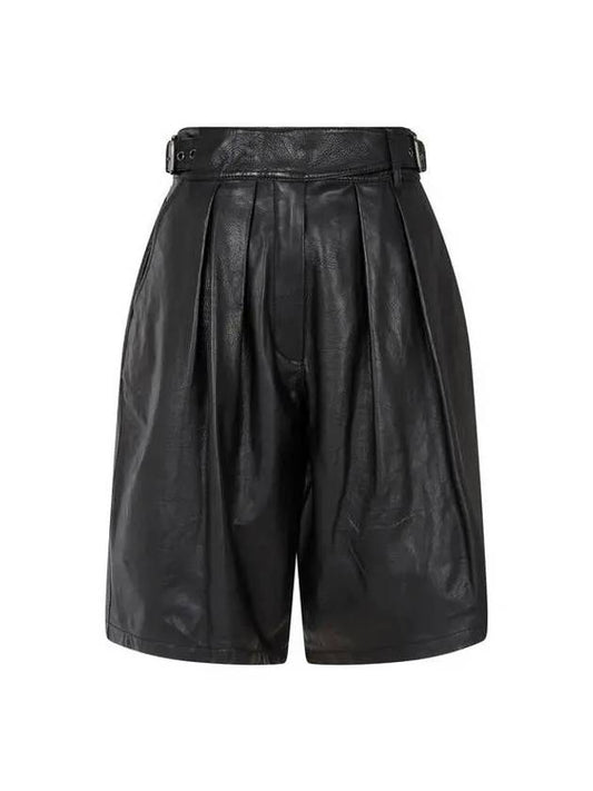 Women s Wide Leather Gurkha Shorts Black - EMPORIO ARMANI - BALAAN 1